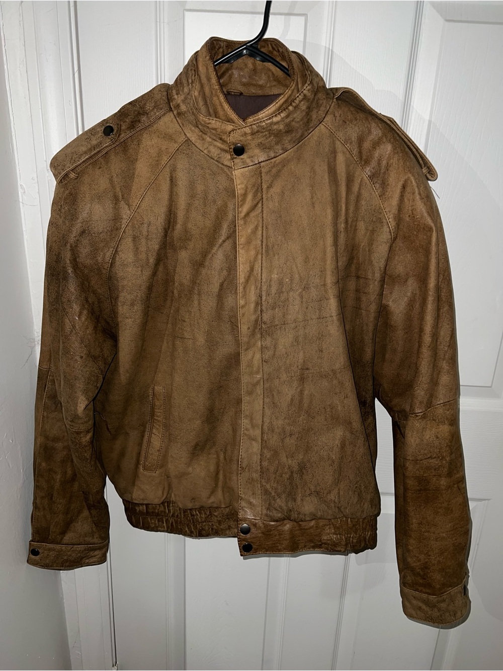 Men's Brown Leather Bomber Jacket